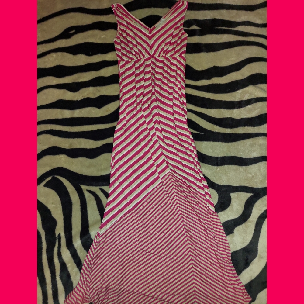 Y2K Jessica Simpson Pink Tan & White Striped Dress